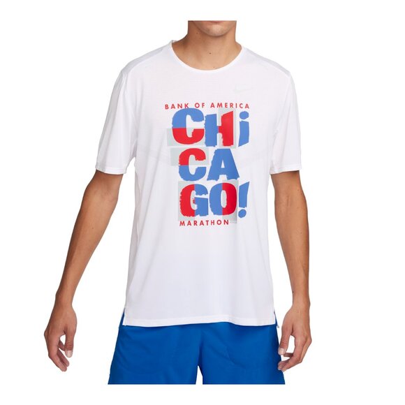 $55 NIKE BOFA CHICAGO MARATHON RISE 365 RUNNING TOP SHIRT FD2689-100 WHITE S - Picture 1 of 8